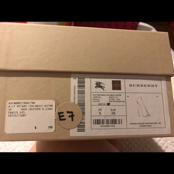 Burberry London Canvas Horn Gently Used Wedge Pump - Picture 6 of 8